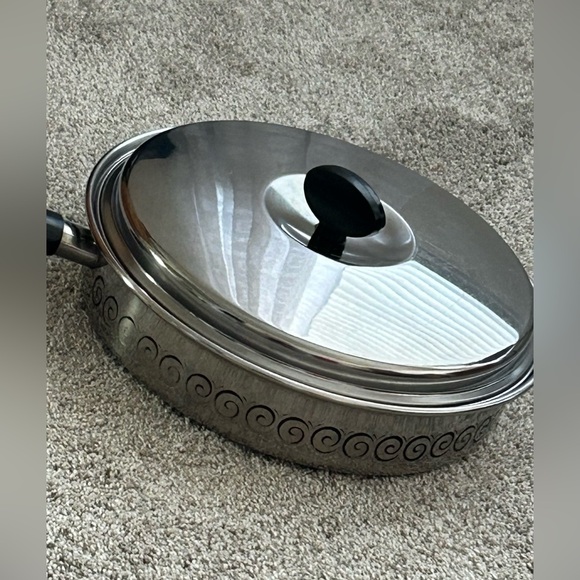 Vtg Ecko 3 ply Stainless Steel 10" Skillet Pan w/Lid USA - Picture 2 of 7